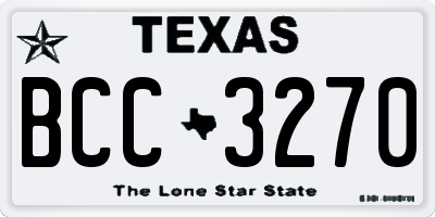 TX license plate BCC3270
