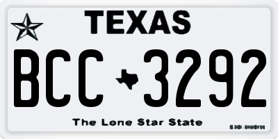 TX license plate BCC3292