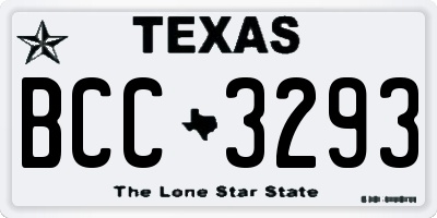 TX license plate BCC3293