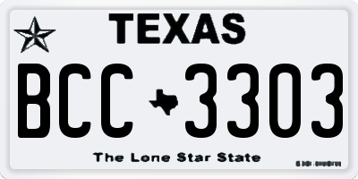 TX license plate BCC3303