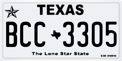 TX license plate BCC3305