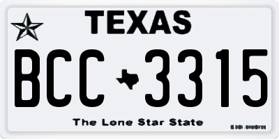 TX license plate BCC3315