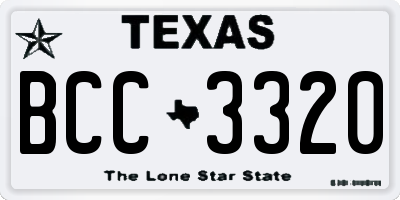 TX license plate BCC3320