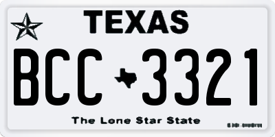 TX license plate BCC3321