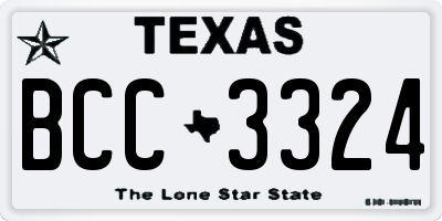 TX license plate BCC3324
