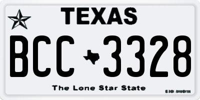 TX license plate BCC3328