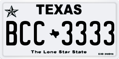 TX license plate BCC3333