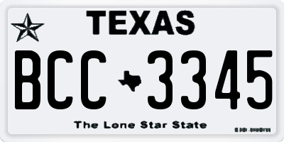 TX license plate BCC3345