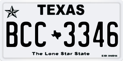 TX license plate BCC3346