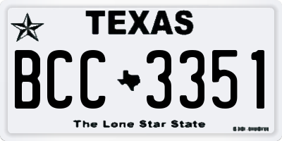 TX license plate BCC3351