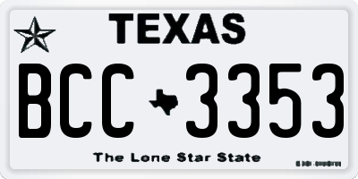 TX license plate BCC3353