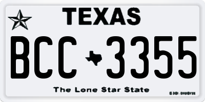 TX license plate BCC3355