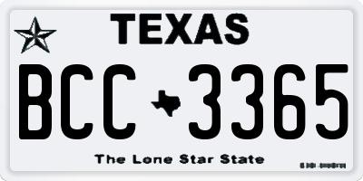 TX license plate BCC3365