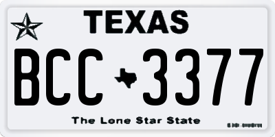 TX license plate BCC3377