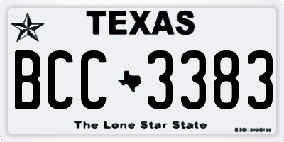 TX license plate BCC3383