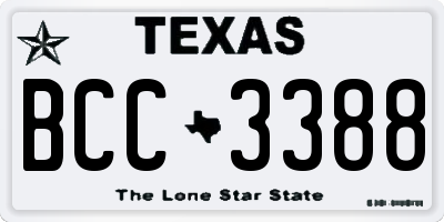 TX license plate BCC3388