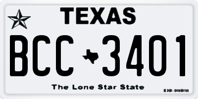 TX license plate BCC3401