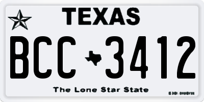 TX license plate BCC3412