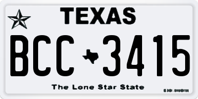 TX license plate BCC3415