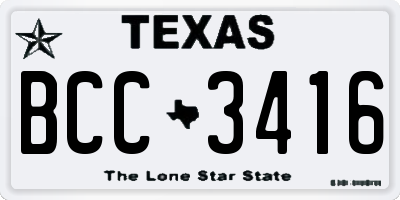 TX license plate BCC3416