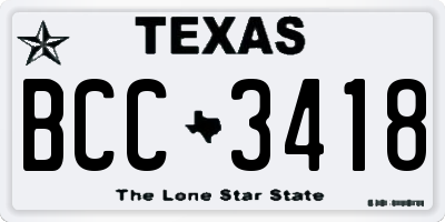 TX license plate BCC3418