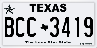 TX license plate BCC3419