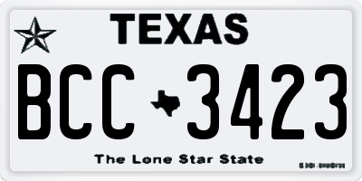 TX license plate BCC3423