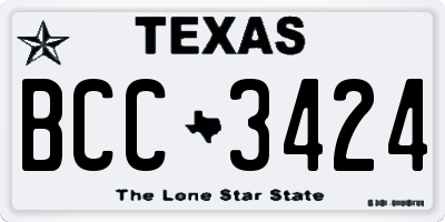 TX license plate BCC3424