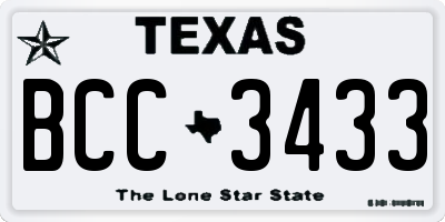 TX license plate BCC3433