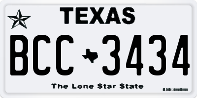 TX license plate BCC3434