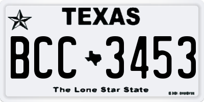 TX license plate BCC3453