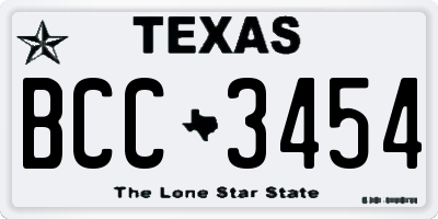TX license plate BCC3454