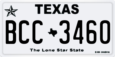 TX license plate BCC3460