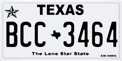 TX license plate BCC3464