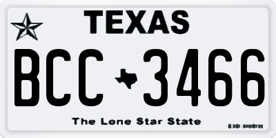 TX license plate BCC3466