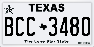 TX license plate BCC3480