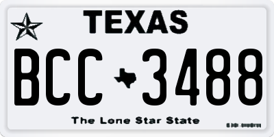 TX license plate BCC3488