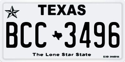 TX license plate BCC3496