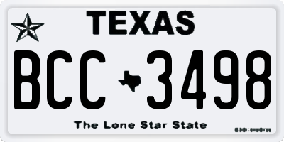 TX license plate BCC3498