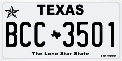 TX license plate BCC3501