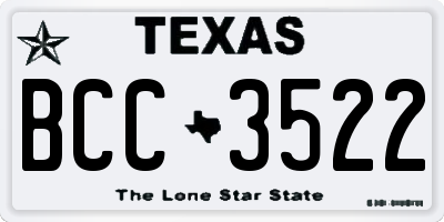 TX license plate BCC3522