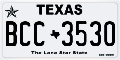 TX license plate BCC3530