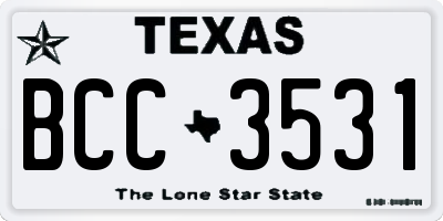 TX license plate BCC3531