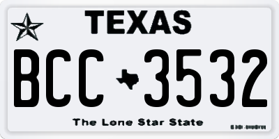 TX license plate BCC3532
