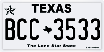 TX license plate BCC3533