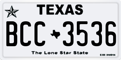 TX license plate BCC3536