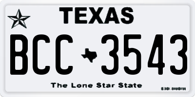 TX license plate BCC3543