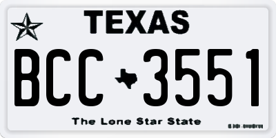 TX license plate BCC3551