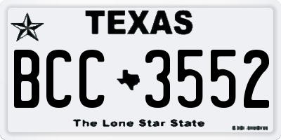 TX license plate BCC3552
