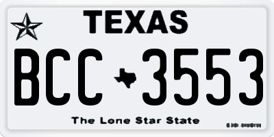 TX license plate BCC3553